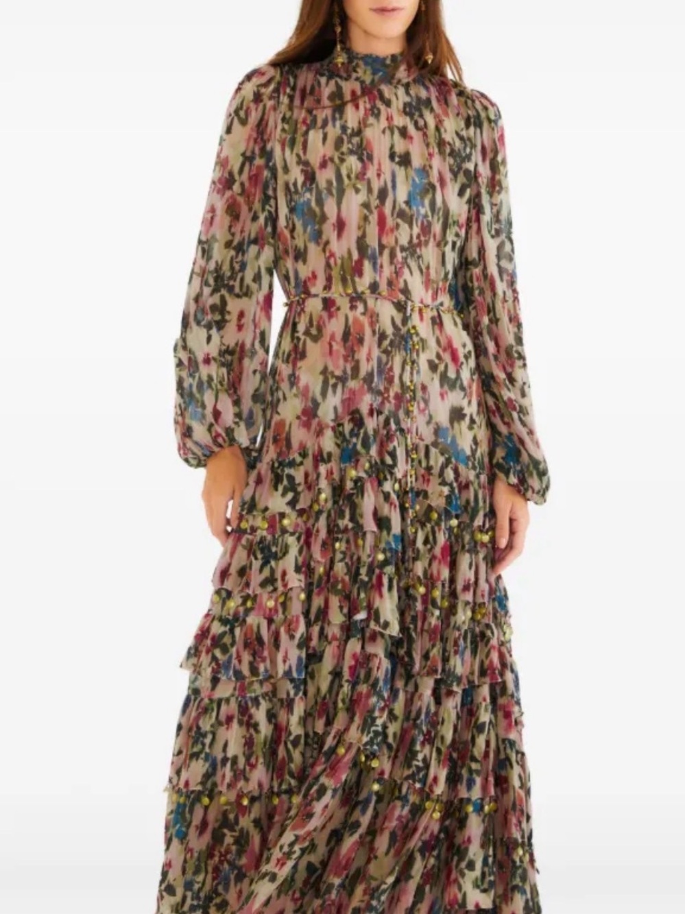 Farm Rio: Pink Blurred Tiny Flower Maxi Dress